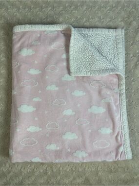 TL Care Pink White Clouds American Baby Company Blanket Sherpa Lovey